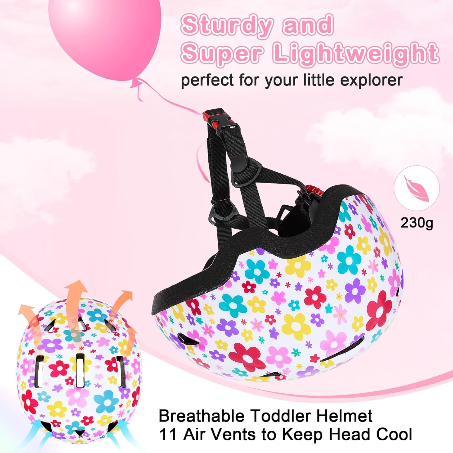 Toddler Helmet, Baby Infant Kids Bike Helmet for Kids Age 1-3/2-4/3-5/5-8 Adjustable Toddler Bike Helmets for Boys Girls for Scooter Skateboard Cycling - Image 6