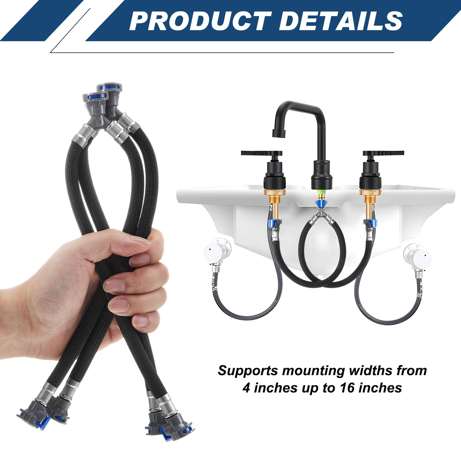 Quick Connect Faucet Supply Lines - 2 Pack -3