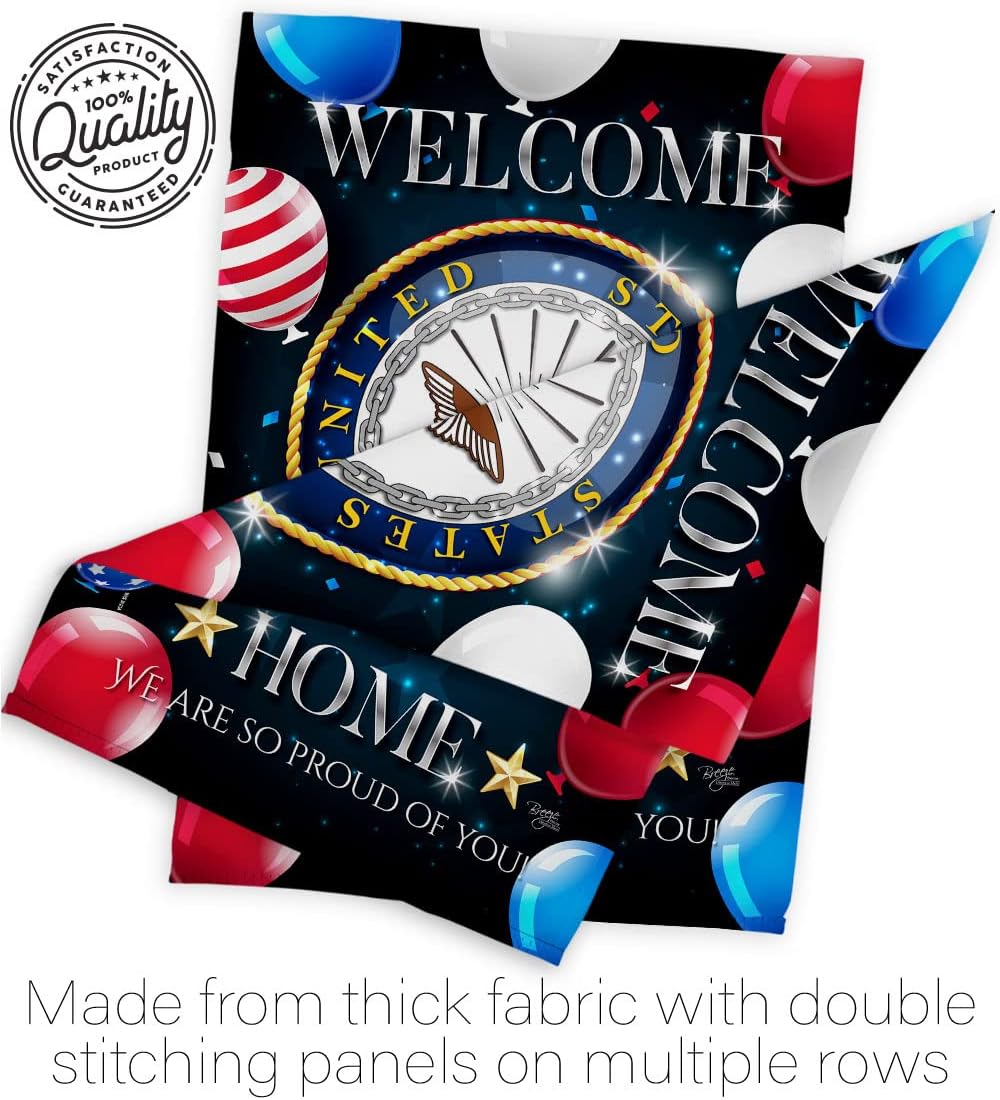 Welcome Home Navy Garden Flag - Armed Forces USN Seabee United State American Military Veteran Retire Official - House Decoration Banner Small Yard Gift Double-Sided Made in USA 13 X 18.5 - Image 7