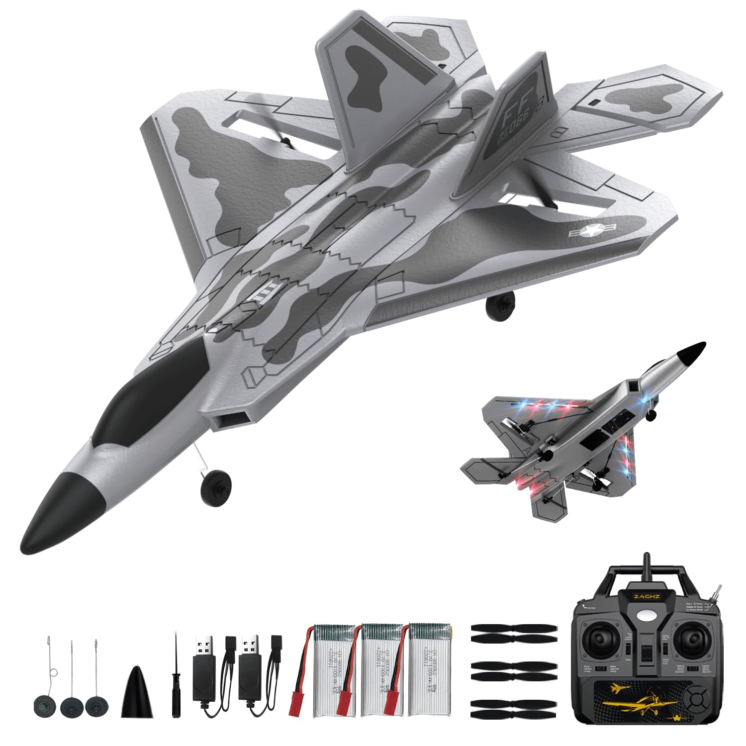 RCkuler 4CH F22 Raptor Remote Control Airplane RTF