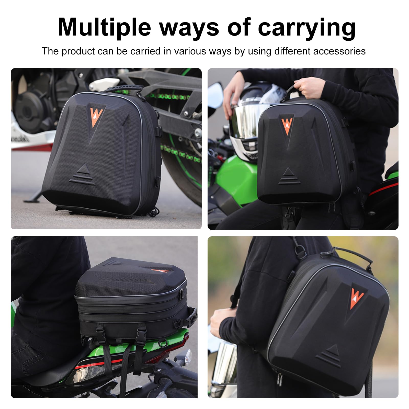 Motorrad-Hecktasche ABS Hartschalen Helmtasche wasserdichte Motorrad-Reisetasche Helmhülle mit erweiterbarem Stauraum 20L-28L