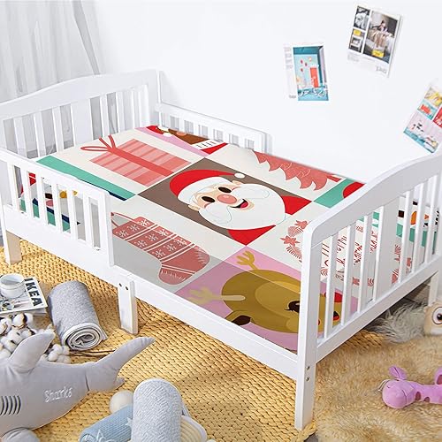 Miniatura 5 de Sábana bajera ajustable de Navidad para cuna, popular diseño digital de Noel, diseño de muñeco de nieve, diseño digital plano, de microfibra, suave