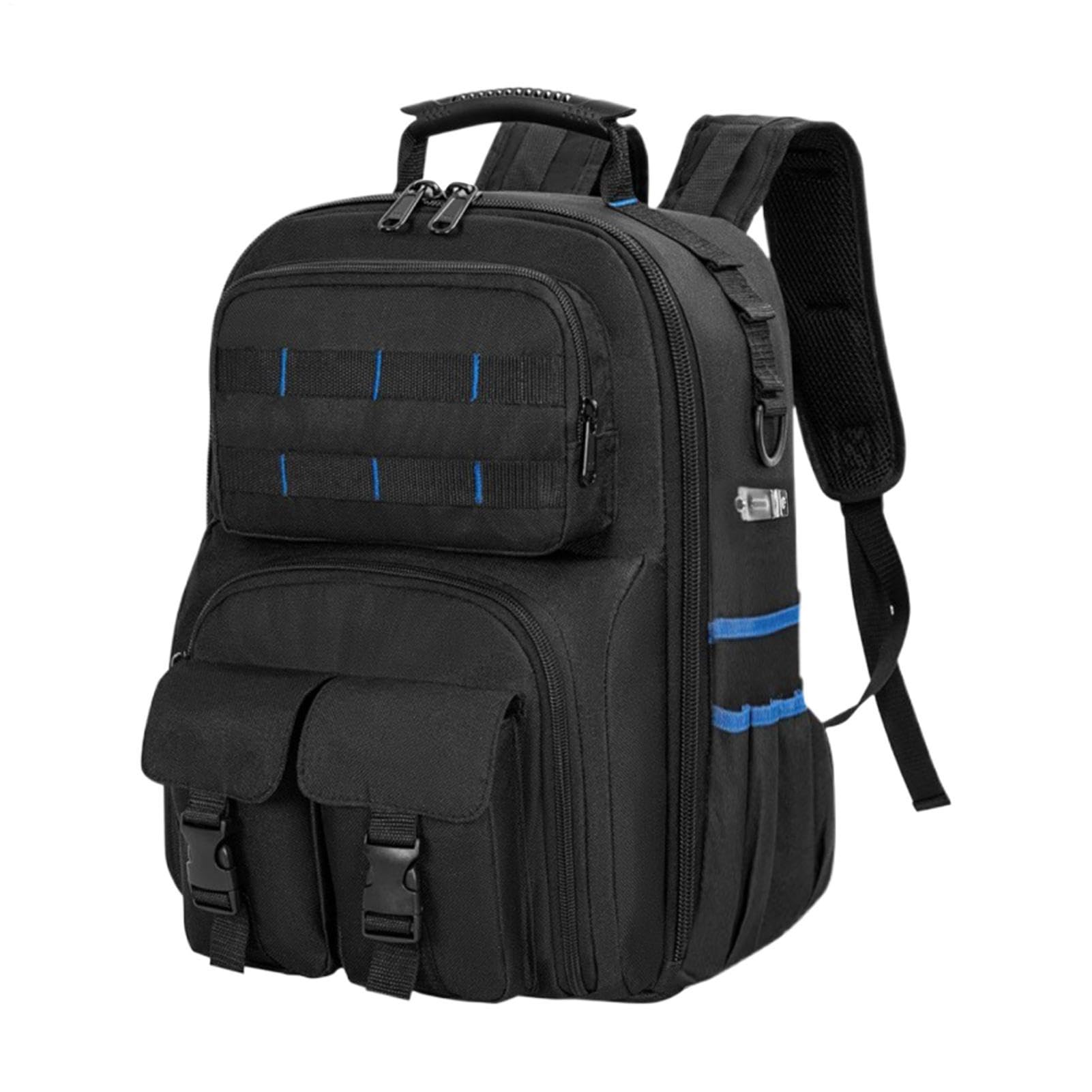 Zaino porta attrezzi, organizer con base rigida, con tasche multiple, zaino per attrezzi da lavoro, per falegnami, saldatori, edilizia, attività all'aperto e industriali