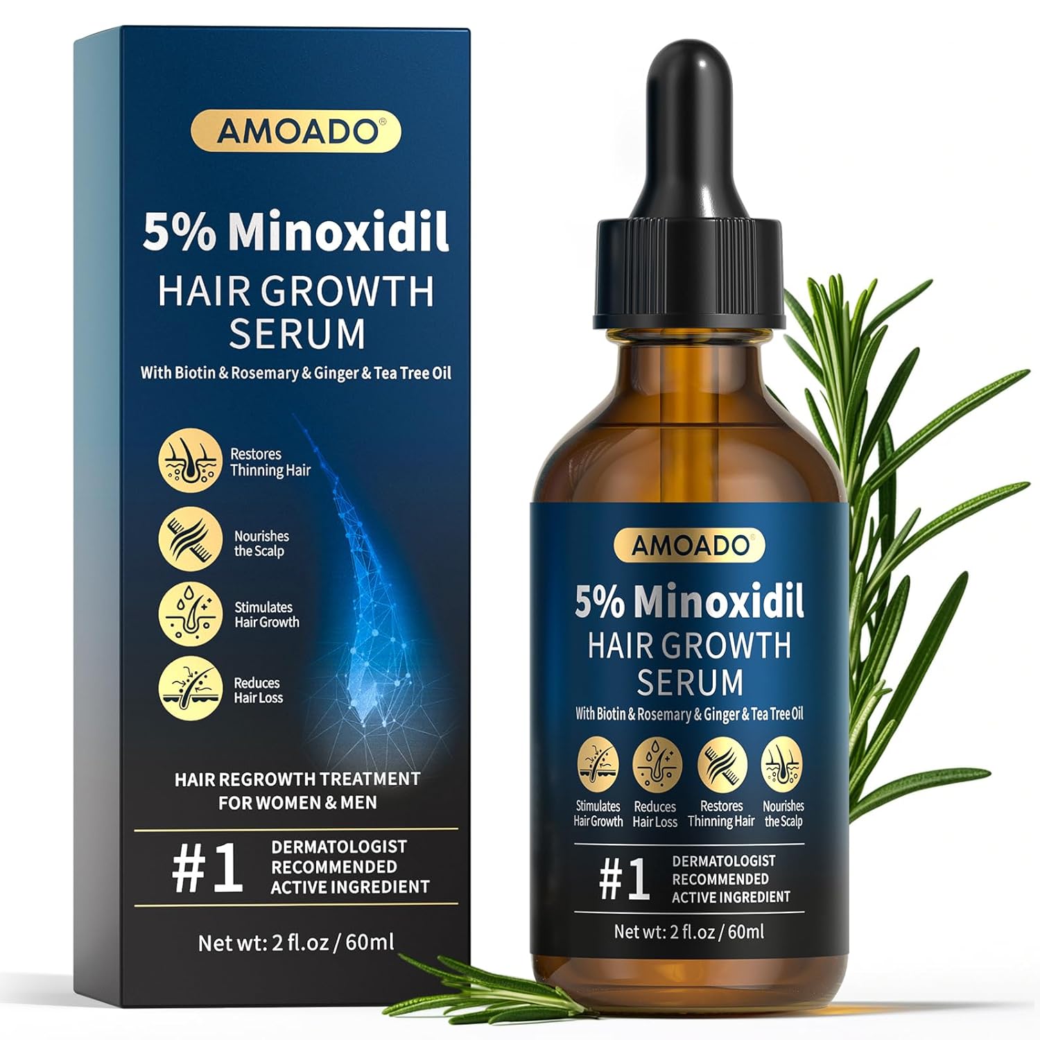 5% Minoxidil for Men and Women, Minoxidil Hair Growth Serum with Rosemary, Biotin – for Hair Regrowth, Beard Growth,Thicker, Fuller Hair,Hair Loss Treatment 5% Minoxidil for Men and Women, Minoxidil Hair Growth Serum with Rosemary, Biotin – for Hair Regrowth, Beard Growth,Thicker, Fuller Hair,Hair Loss Treatment