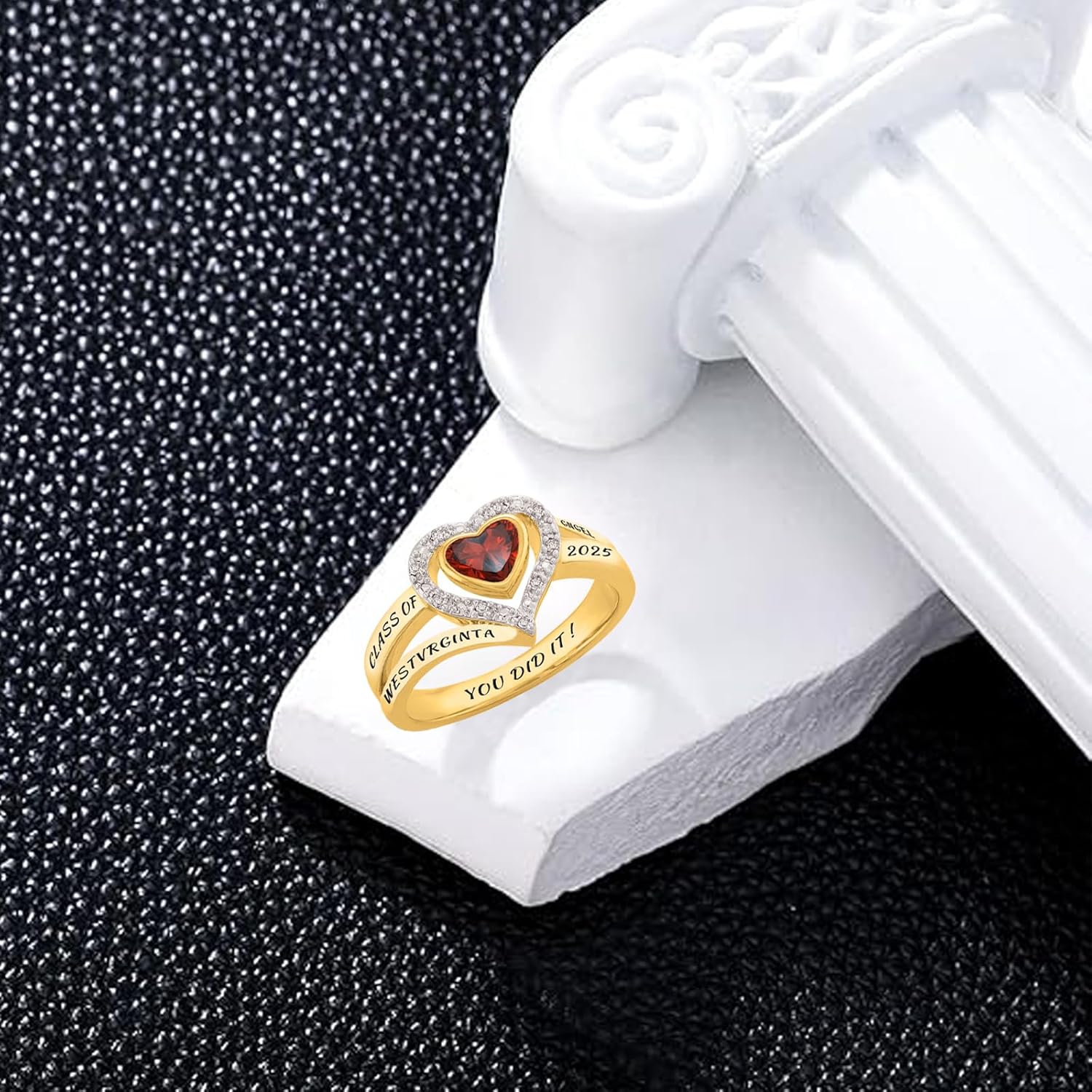 Custom 10K/14k/18k Solid Gold Class Rings for Women High School Personalized College Rings with Birthstone Graduation Jewelry for Women