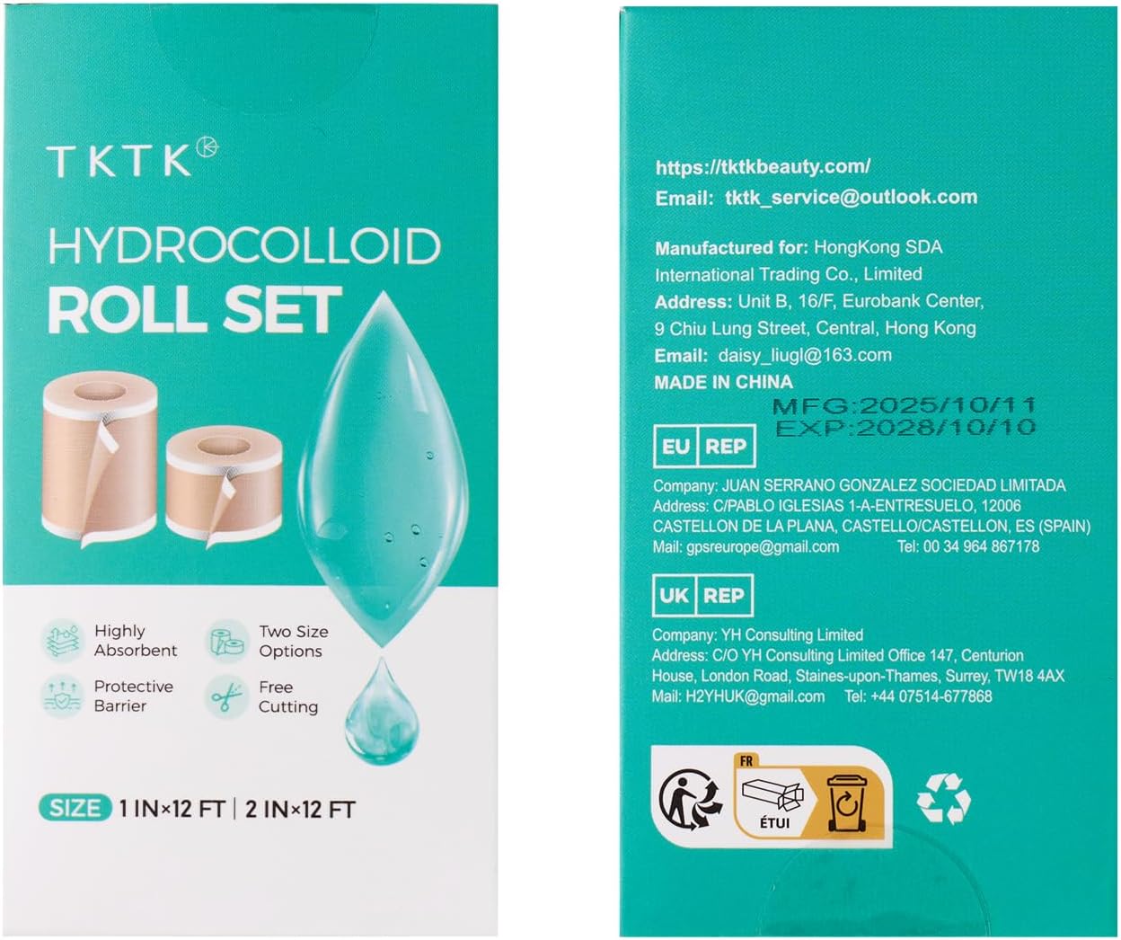 TKTK 2-Size Hydrocolloid Roll, Hydrocolloid Bandages, Hydrocolloid Patch for Acne, Wound, Burn, Blister Care, Pimple Patches with Easy-Peel Backing, Waterproof & Ultra Absorbent - Image 9