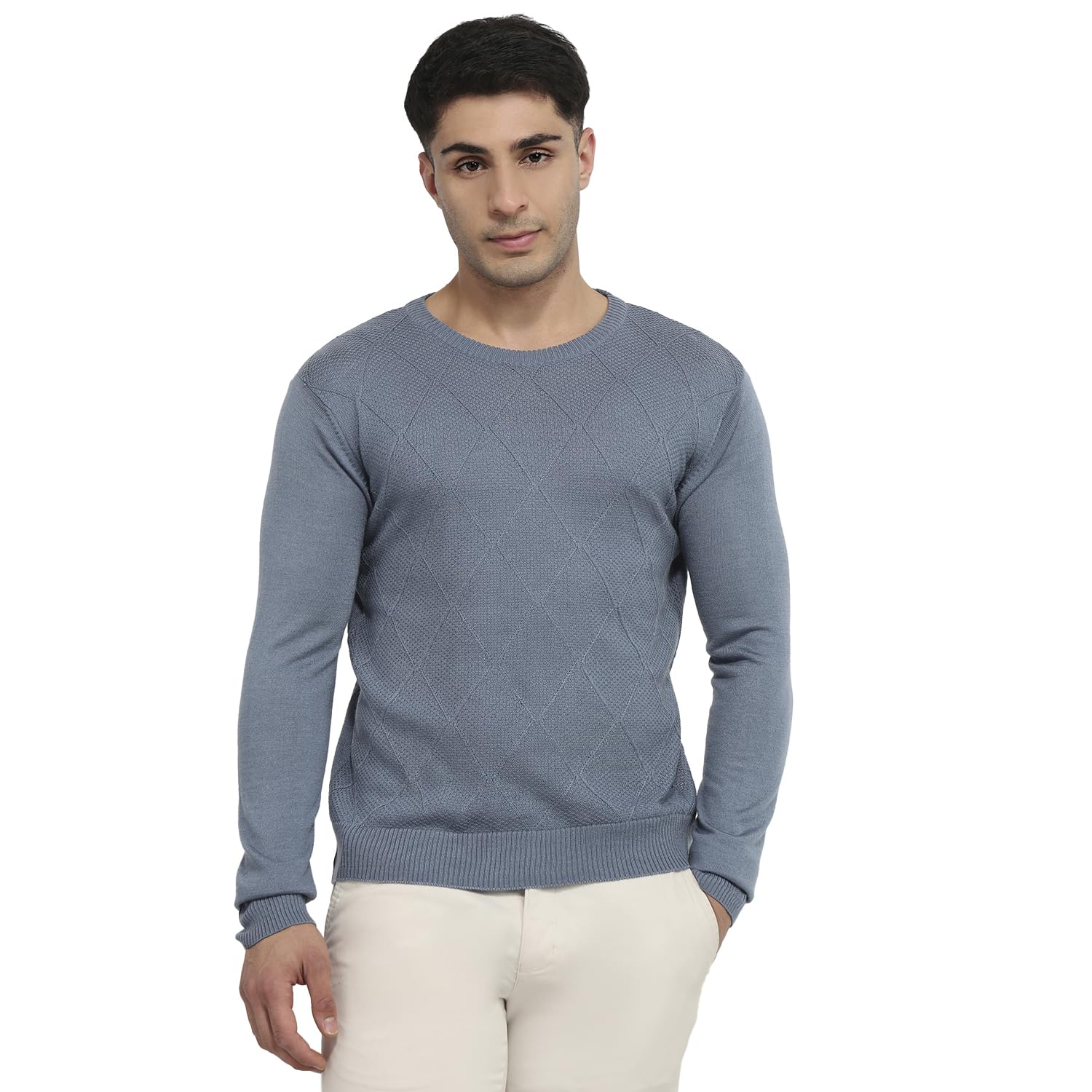raymond Men Regular Fit Solid Pattern Acrylic Wool Blend Round Neck Full Sleeve Casual Sweater-picture-40