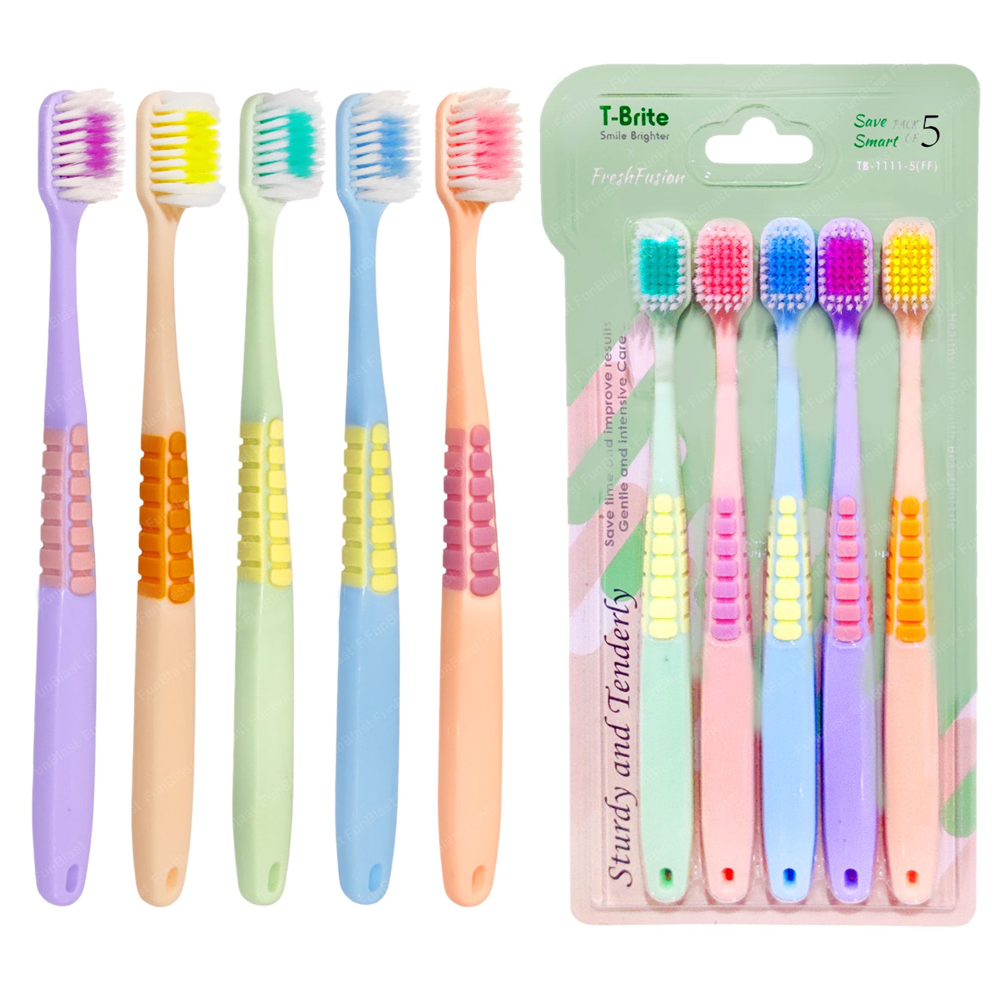 FunBlast Tooth Brush Set - Pack of 5 Toothbrush for Kids & Adults, Extra Soft Bristles for Sensitive Teeth, Toothbrush Soft Bristles Manual Tooth Brush for Adults (Multicolour)-image-26