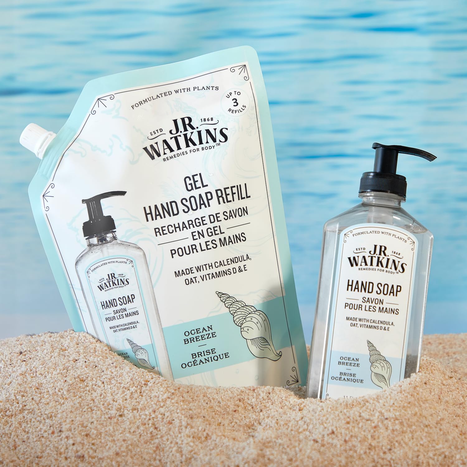 J.R. Watkins Gel Hand Soap Dispenser 3 Pack, Ocean Breeze, 11 fl oz image 3