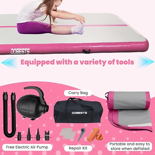 Miniatura 5 de DOBESTS Colchoneta inflable de gimnasia de 10 pies, 13 pies, 16 pies, 20 pies, 48 pulgadas de grosor, rodillo de gimnasia con bomba de aire eléctrica
