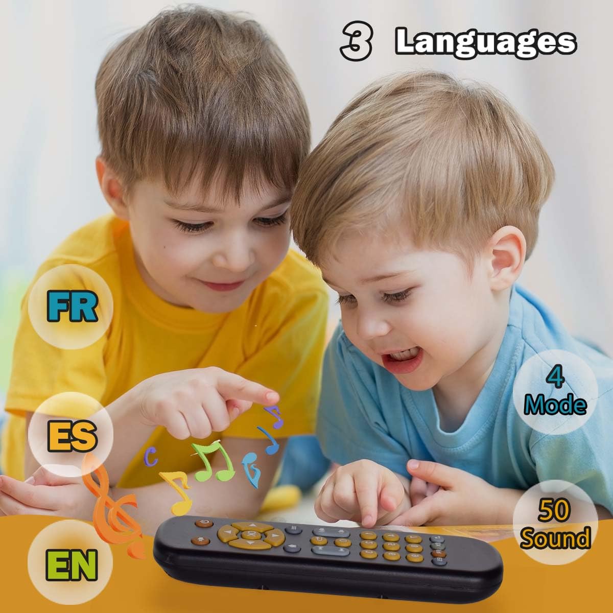 Baby TV Telecomando con Luce e Suono, Giocattolo Educativo Precoce Musicale del Bambino con Inglese/Francese/Spagnolo, Regalo Giocattolo per 6 Mesi+