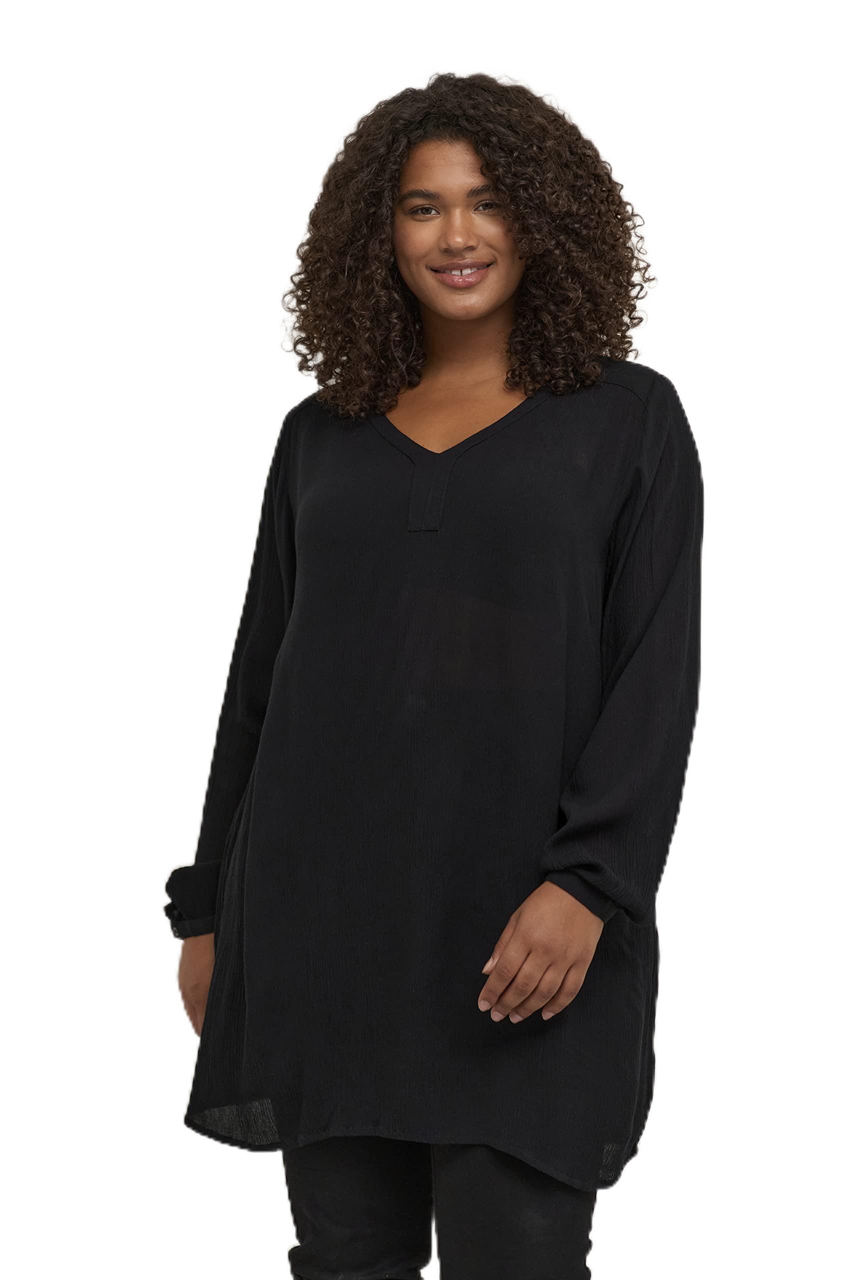 Kaffe Curve Women's Black Deep Plus Size Tunic Long Sleeve Blouse V-Neck, 18