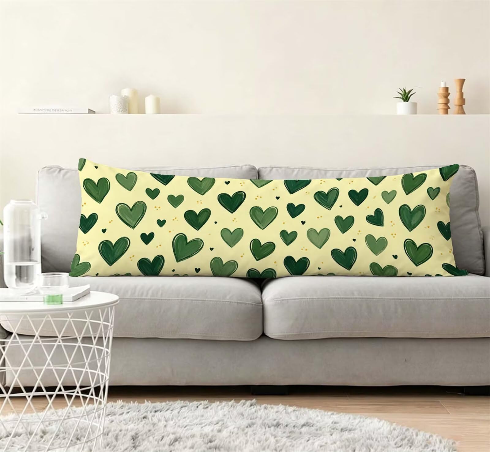 Amore-2 Federe Cuscino Letto 50 x 150 cm, Grande Cuscini per Divano Lino, | Doppia Faccia Stampa, Nero-2 Fodera per Cuscino Decorativa, con Cerniera, Cuscino per Dormire Sul Fianco j-2