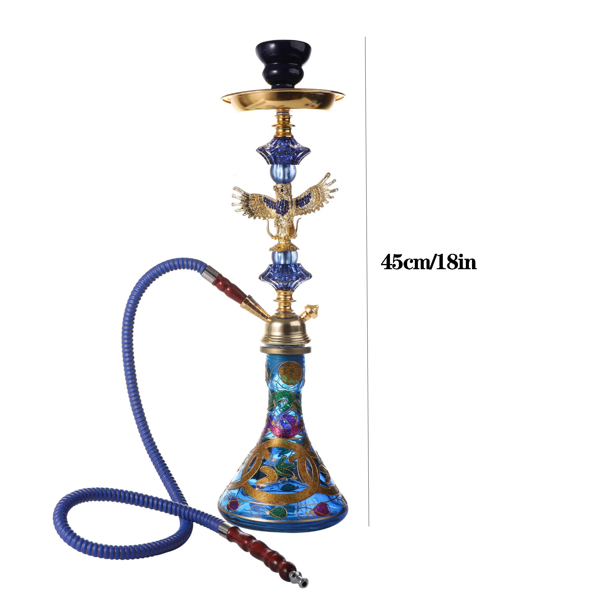 Juego de Cachimba Shisha de Vidrio, con un Cuenco de una Sola Manguera Y Clip de Carbón Gratis Cachimba, Olla de Cerámica, Bar Y Shisha para Discoteca Juego Completo de Accesorios,Rojo
