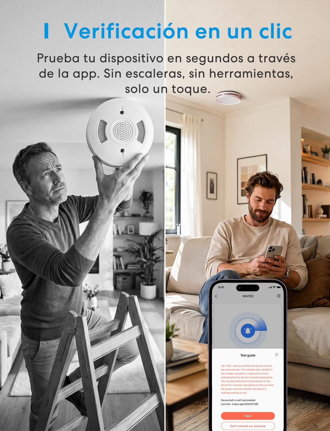 Meross Matter Detector de Humo Conectado con Hub MSH450, Sistema Alarma Incendio Inteligente WiFi con luz LED roja de evacuación, Compatible Apple Home y Home Assistant, Certificado EN14604, 6 Piezas
