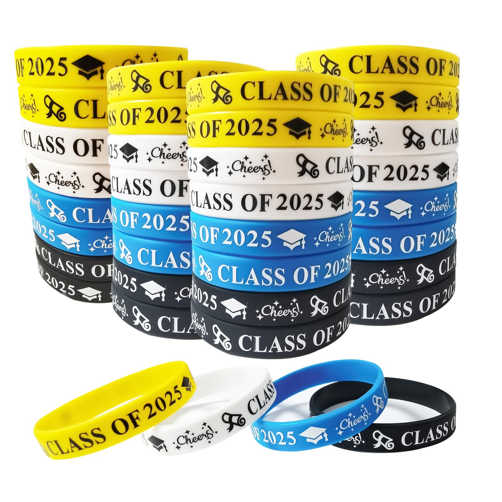 Mtaajin Class of 2025 Wristbands 32 Pcs Silicone Graduation
