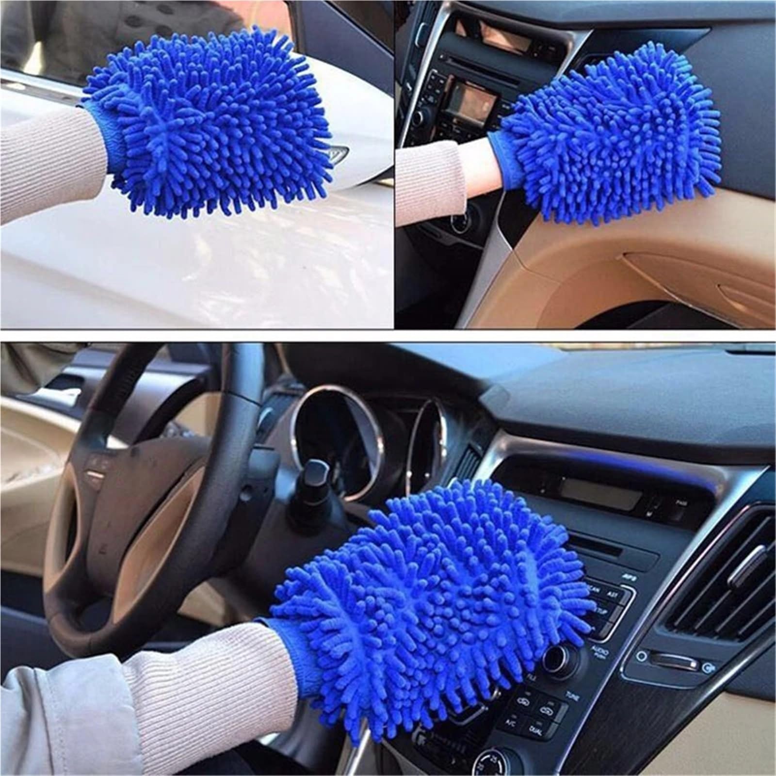 5 Stück Wasserdichte Autowasch-Mikrofaserhandschuhe | Dicker Reinigungshandschuh, Wachs-Detailbürste, Autopflege-Handschuh