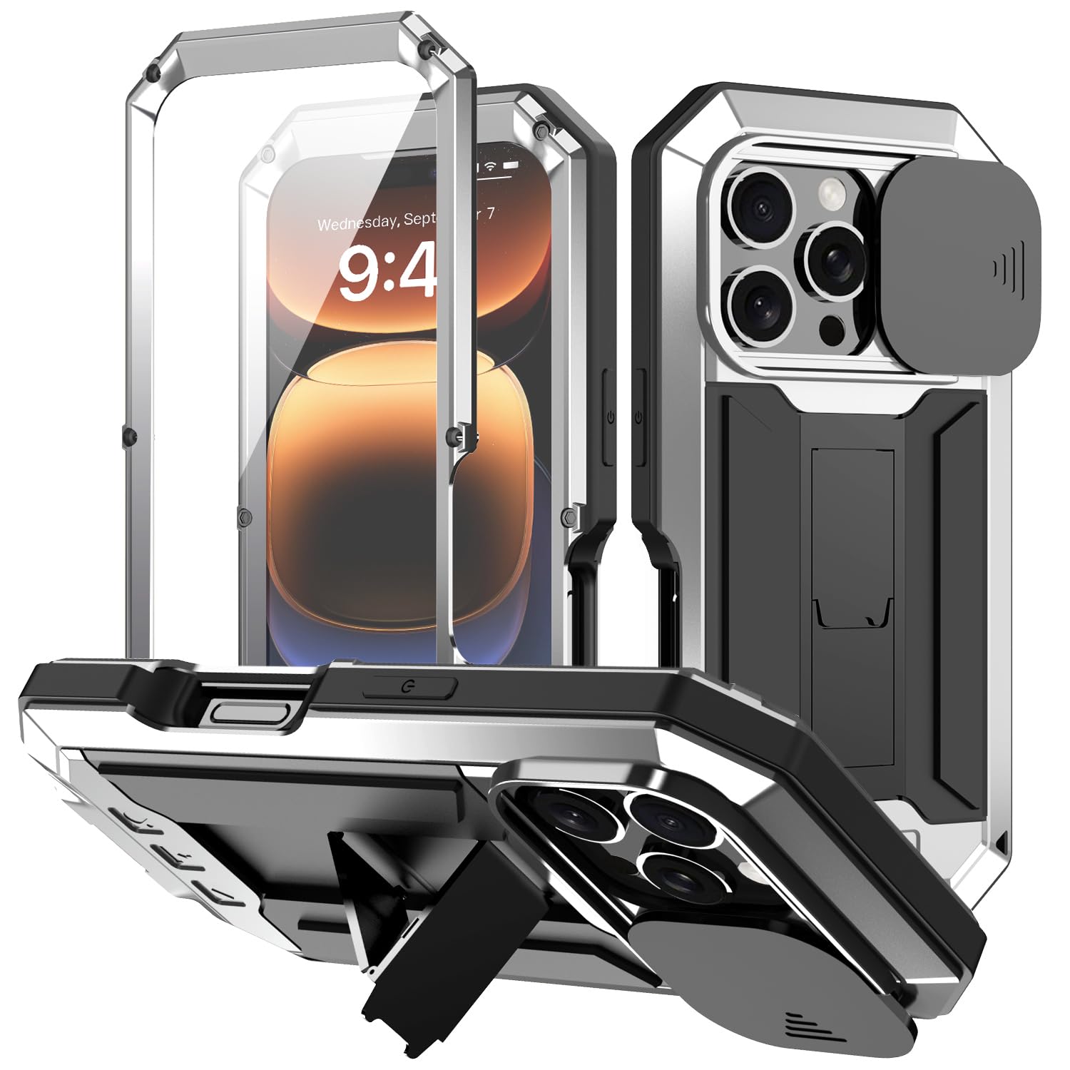 Custodia Corazzata In Alluminio Per IPhone 16 Pro Max/Plus/16 Con Protezione Schermo Inclusa