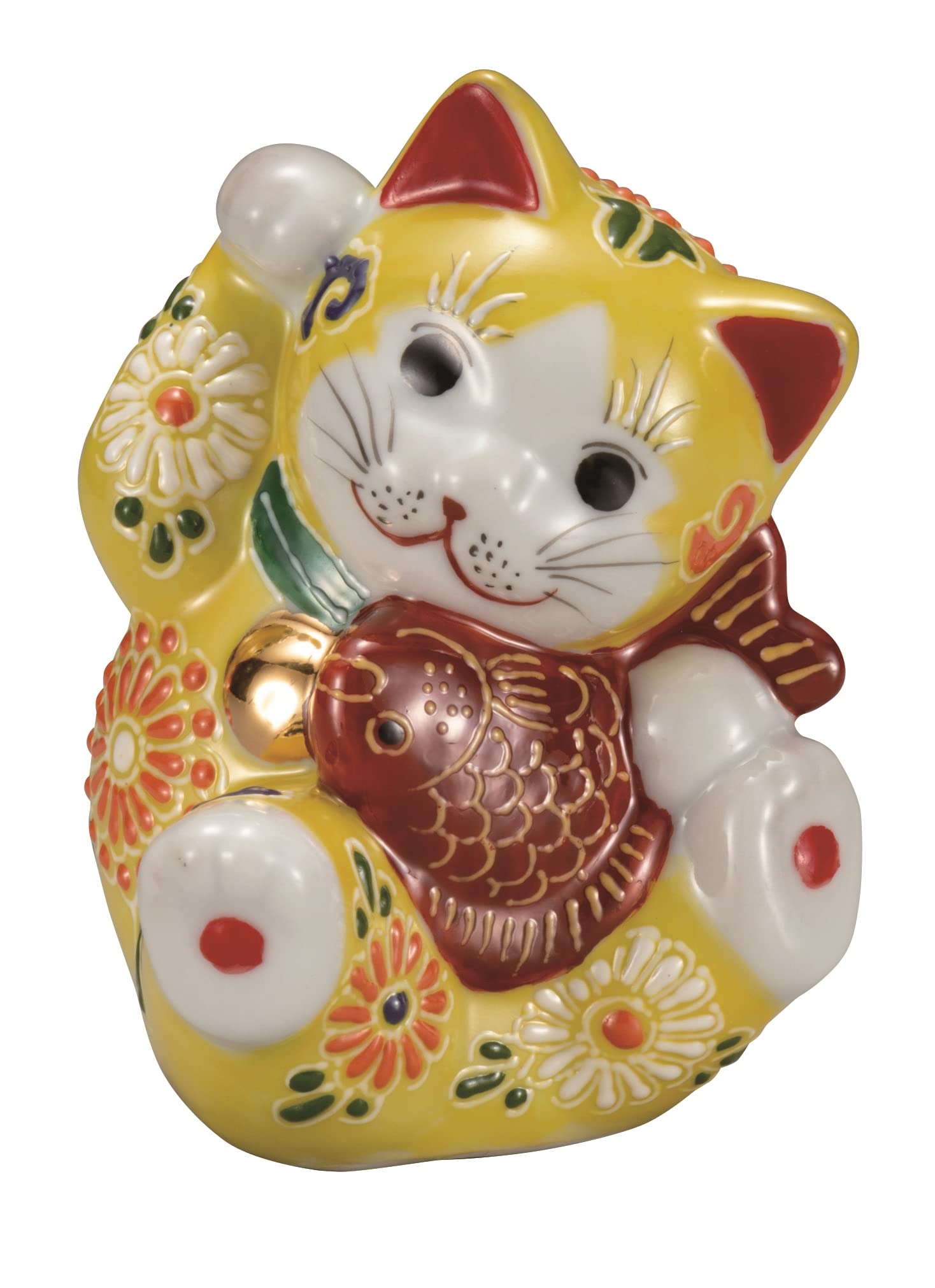 Amazon.co.jp: 『九谷焼』鯛招き猫（3.8号）黄盛 K7-1506 : ホーム