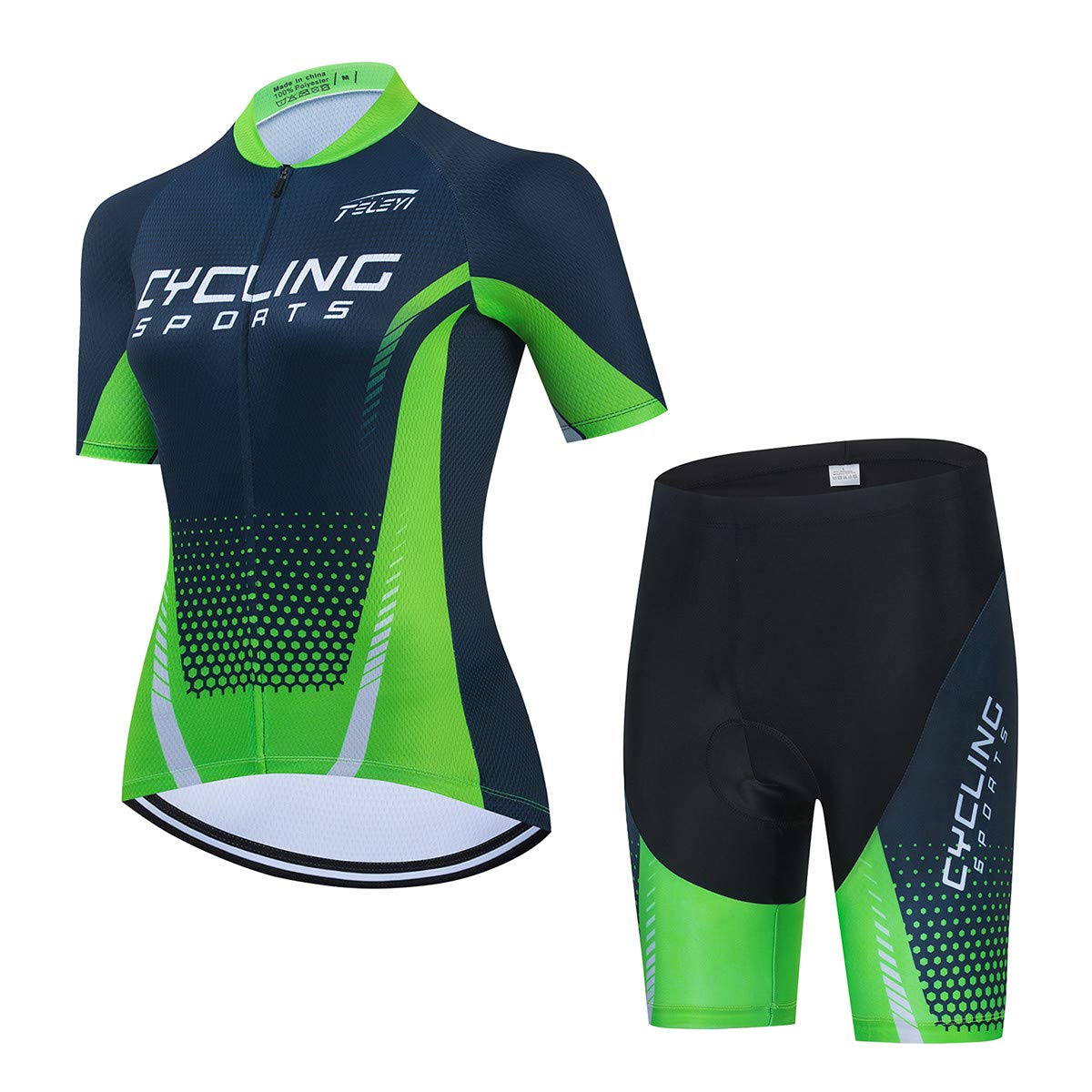 PSPORT Women's Cycling Jersey Shorts Sets Short Sleeve Bike Clothing Black Bicycle Suit Road Biking Outfits