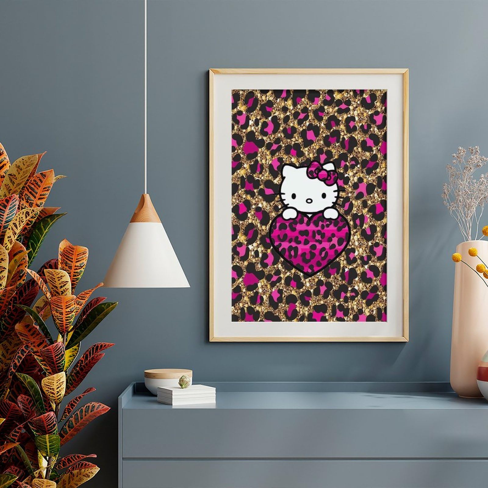 Amazon｜ハローキティ ヒョウ柄 ポスター 絵画 インテリア 壁紙
