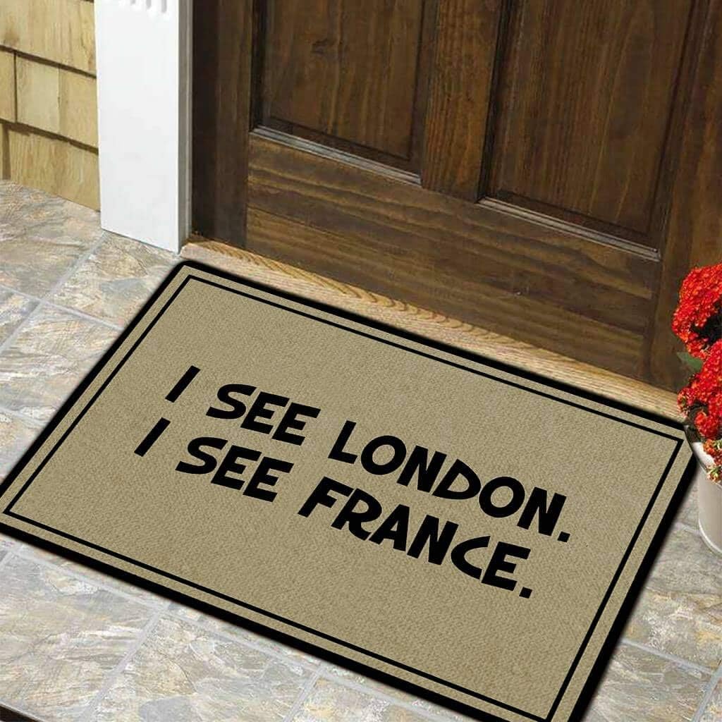 Funny Door Mat Non-Slip Back Rubber Entry Way Doormat Outside | I See London I See France | Standard Outdoor Welcome Mat | Patio Home Office Indoor | Non-Woven Fabric 18 Inch x 30 Inch