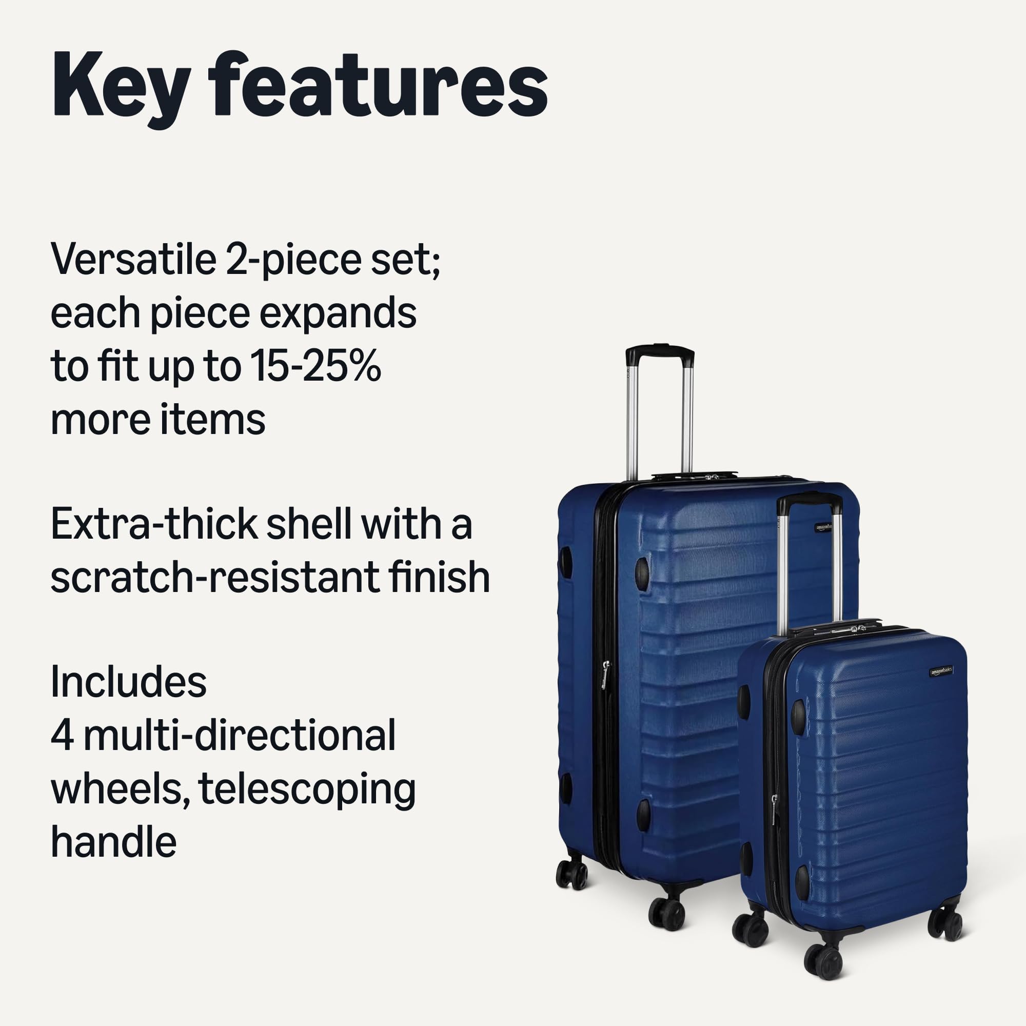 Amazon Basics 2-Piece Hardside Luggage Set (21", 30"), Expandable, Scratch-Resistant Finish, Telescoping Handle, Four Multi-directional Wheels view 2