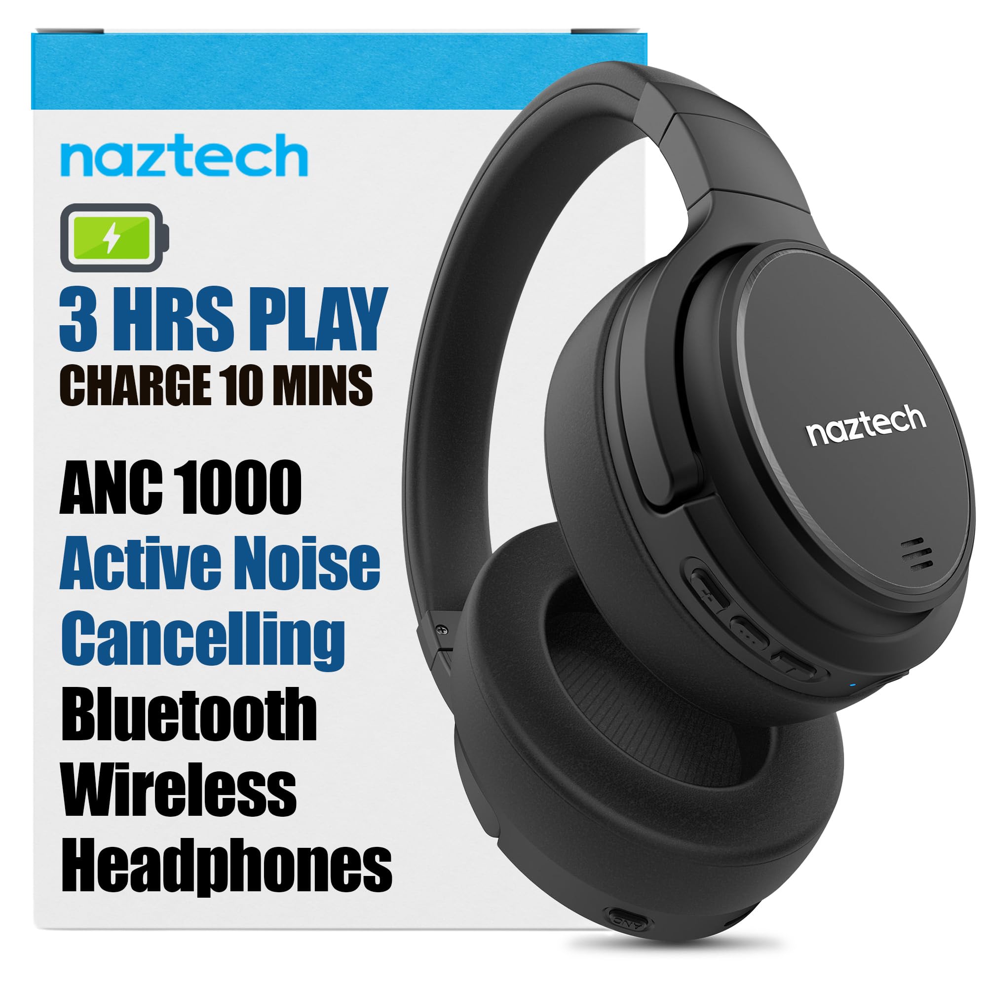 Naztech Driver ANC 1000 Bluetooth Headphones - Active Noise Ca