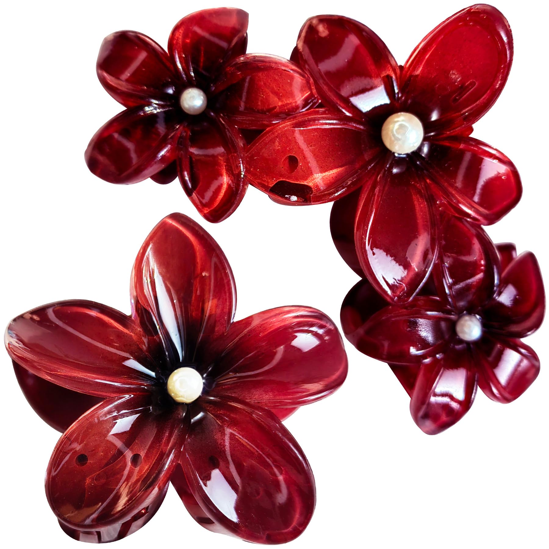 Amazon.com : Wine Red Flower claw clips women girls,fancy hawaii