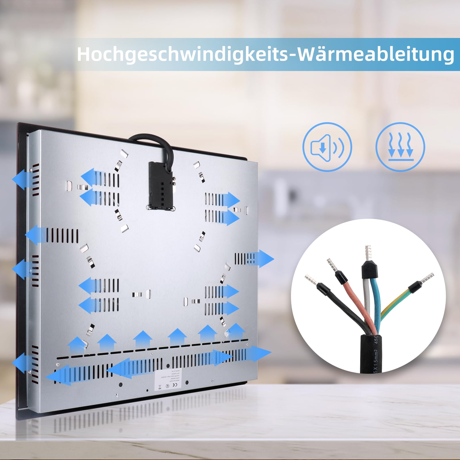 WEHIMO Domino płyta grzewcza, 4 płyty, płyta szklano-ceramiczna, 59 m, 6000 W, 9 stopni ogrzewania, sterowanie dotykowe, zabezpieczenie przed dziećmi, timer 1-99 min, nadaje się do wszystkich garnków