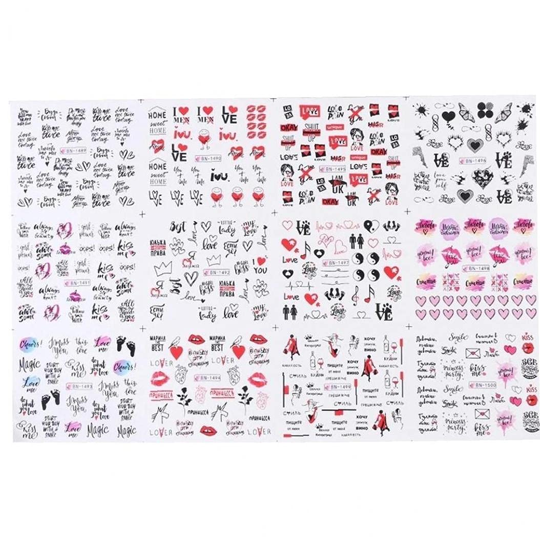 JMEOWIO Nagelsticker – 6 Blätter, Glitzer-Alphabet, Selbstklebend Für DIY-Nageldesign