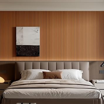 YU LI 3DH Peel and Stick PVC Slat Wall Panel 118x15.75 Self-Adhesive Thick Faux Walnut Wood Grain Wallpaper Panel 3D Soundproof Wall Panels for Walls & Ceilings