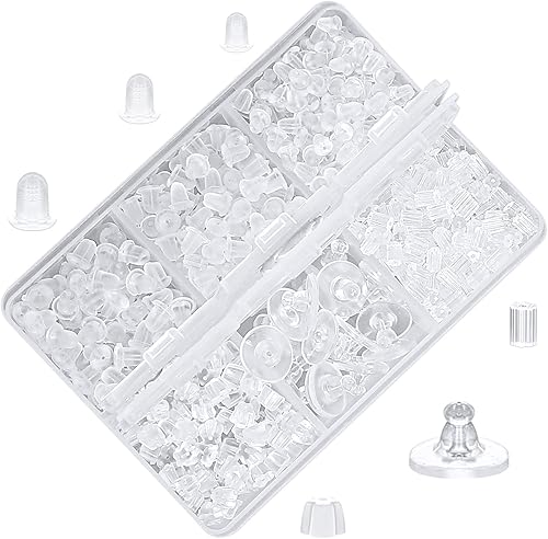 iBayam - Parte trasera de aretes, múltiples estilos, clips para aretes, parte trasera de mariposa, metal, goma, plástico, seguro, para seguridad