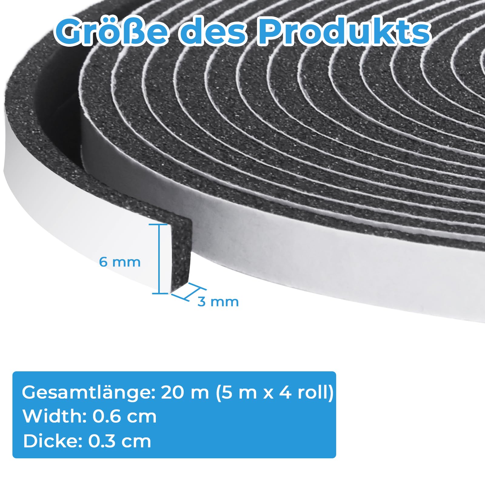 Afdichtingstape, zelfklevend, voor deuren en ramen, 12 mm (B) x 6 mm (D)/8 m, schuimtape, rubberen afdichting tegen koude tocht, anti-botsing, geluiddicht, waterdicht, stofdicht Afdichtingstape, zelfklevend, voor deuren en ramen, 12 mm (B) x 6 mm (D)/8 m, schuimtape, rubberen afdichting tegen koude tocht, anti-botsing, geluiddicht, waterdicht, stofdicht