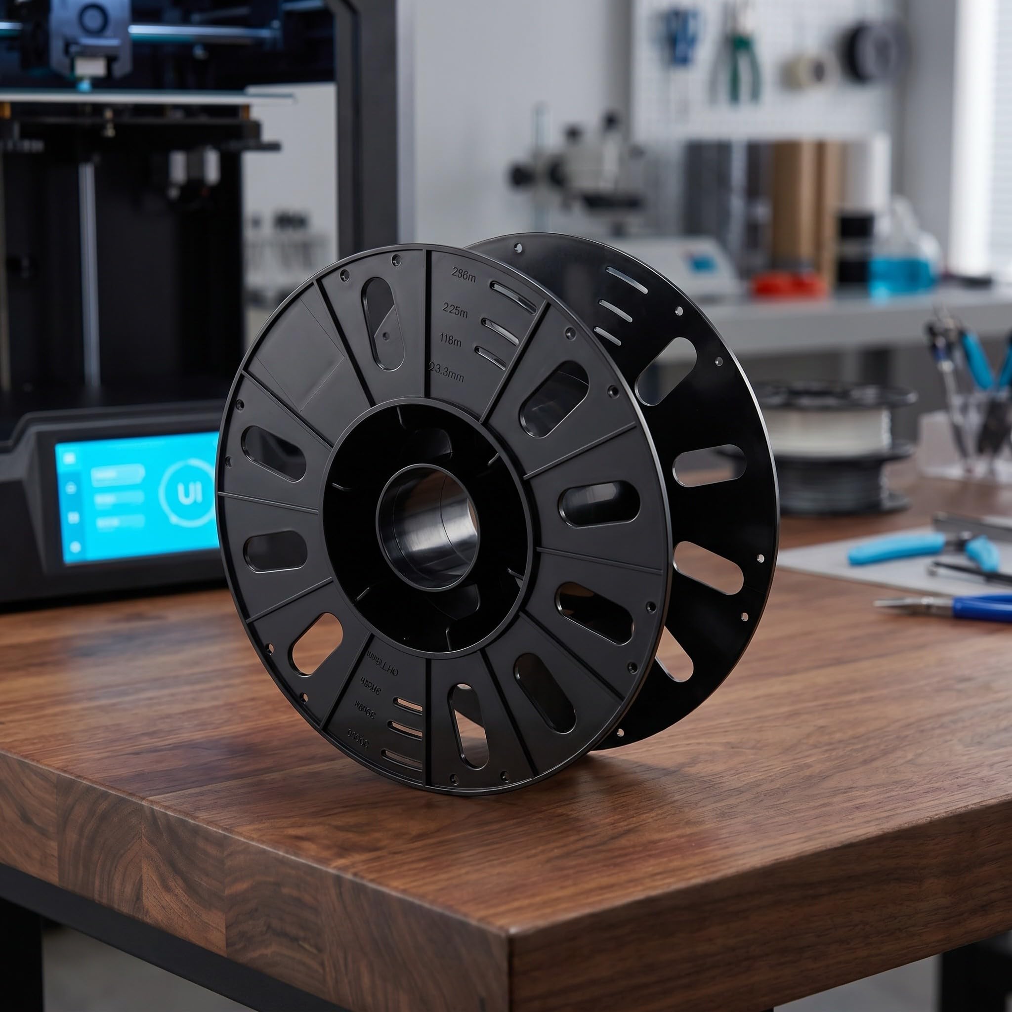 OUNONA 2 carretes de filamento reutilizables para impresión 3D, carrete dispensador de núcleo hueco negro, rodillo de repuesto de núcleo de filamento de plástico para suministros de impresoras 3D