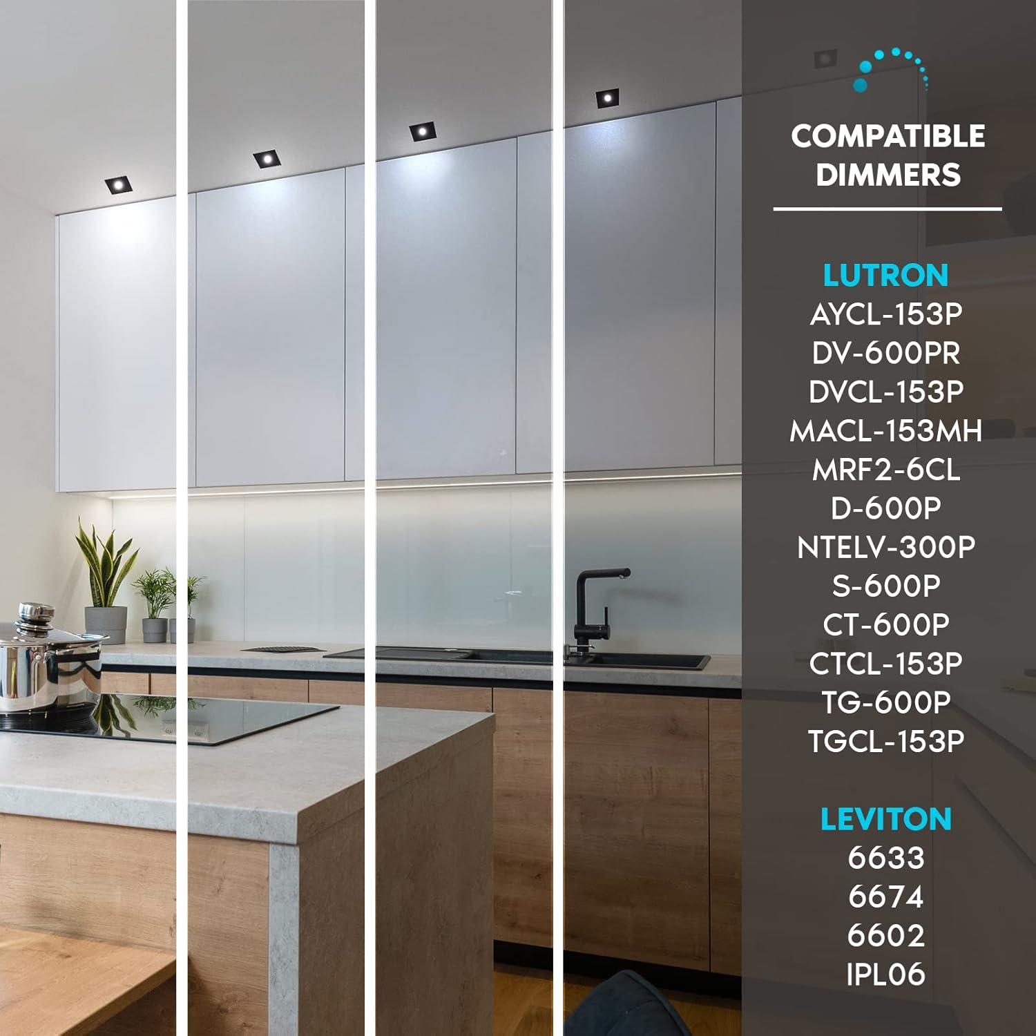 LUXRITE 1 Inch Square LED Recessed Lighting with Junction Box, 7W, 5 Color Selectable 2700K-5000K, CRI 90, 500 Lumens, 30° Spotlight, Small Dimmable Downlight, Wet Rated, IC Rated - Black