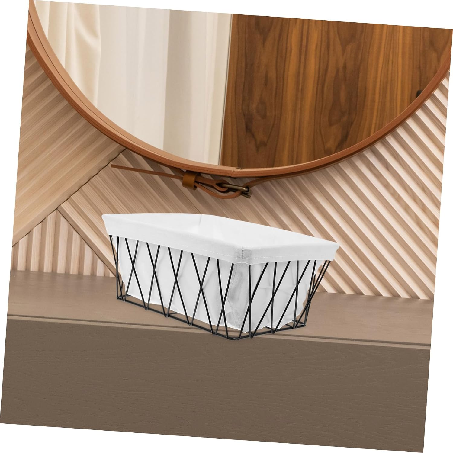 Wire Storage Baskets Fabric Liners Versatile Household Organizer for Bathroom Kitchen and Office Use Construction for Toiletries and Supplies