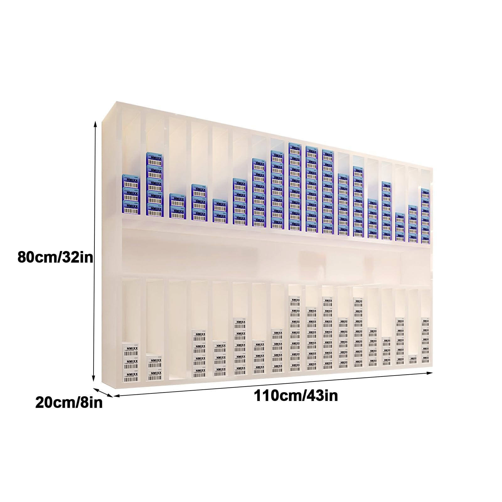 Stojak na Kosmetyki do Włosów, 2 Poziomowy Stojak na Kosmetyki do Włosów, ścienny Stojak na Kosmetyki do Włosów, do Salonu Kosmetycznego, Domowego Spa(White,80x20x110cm/32x8x43in)