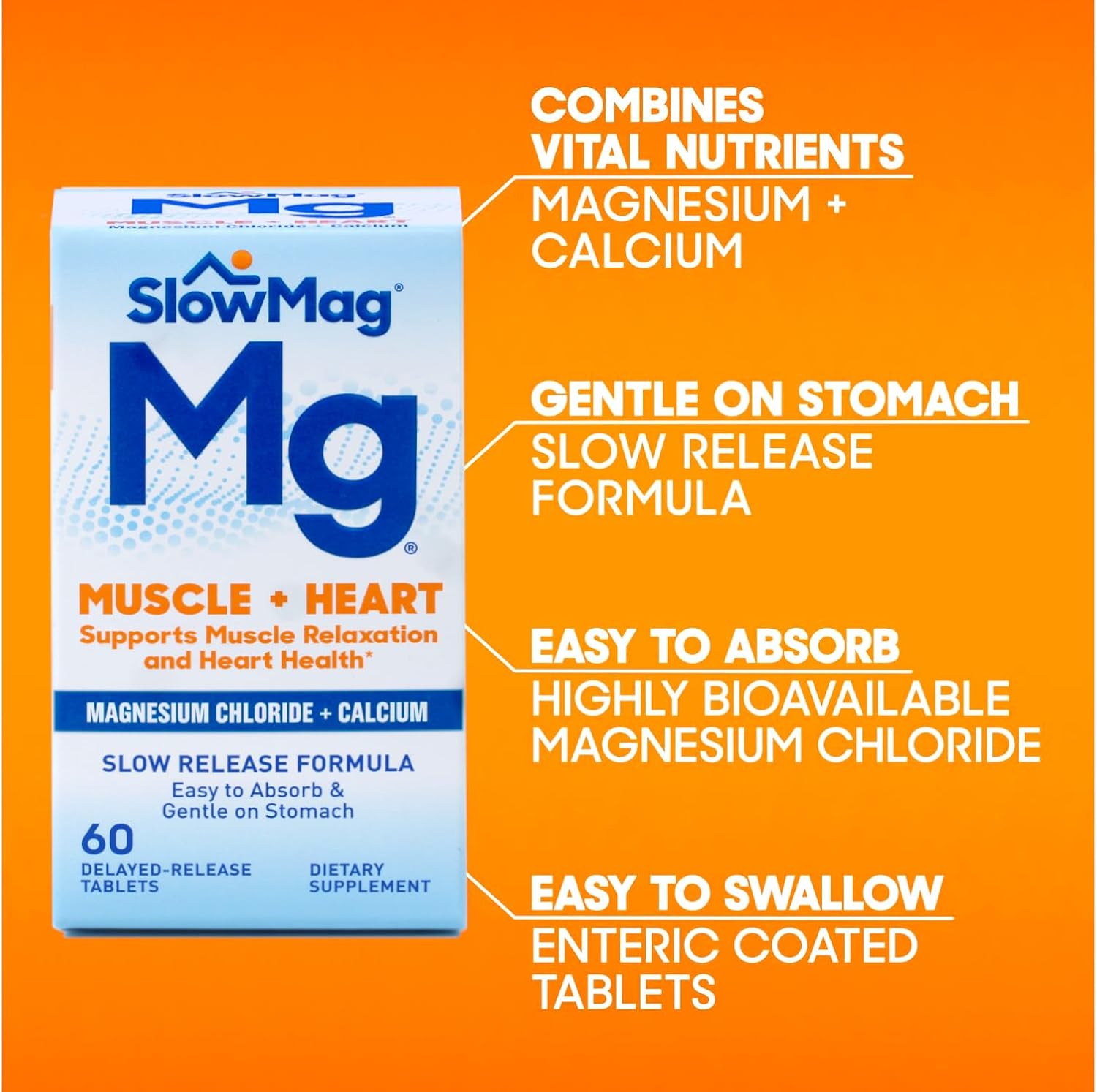 Slow-Mag Slow-Mag Magnesium Chloride With Calcium, Packaging may vary, 60 Count (Pack of 3)
