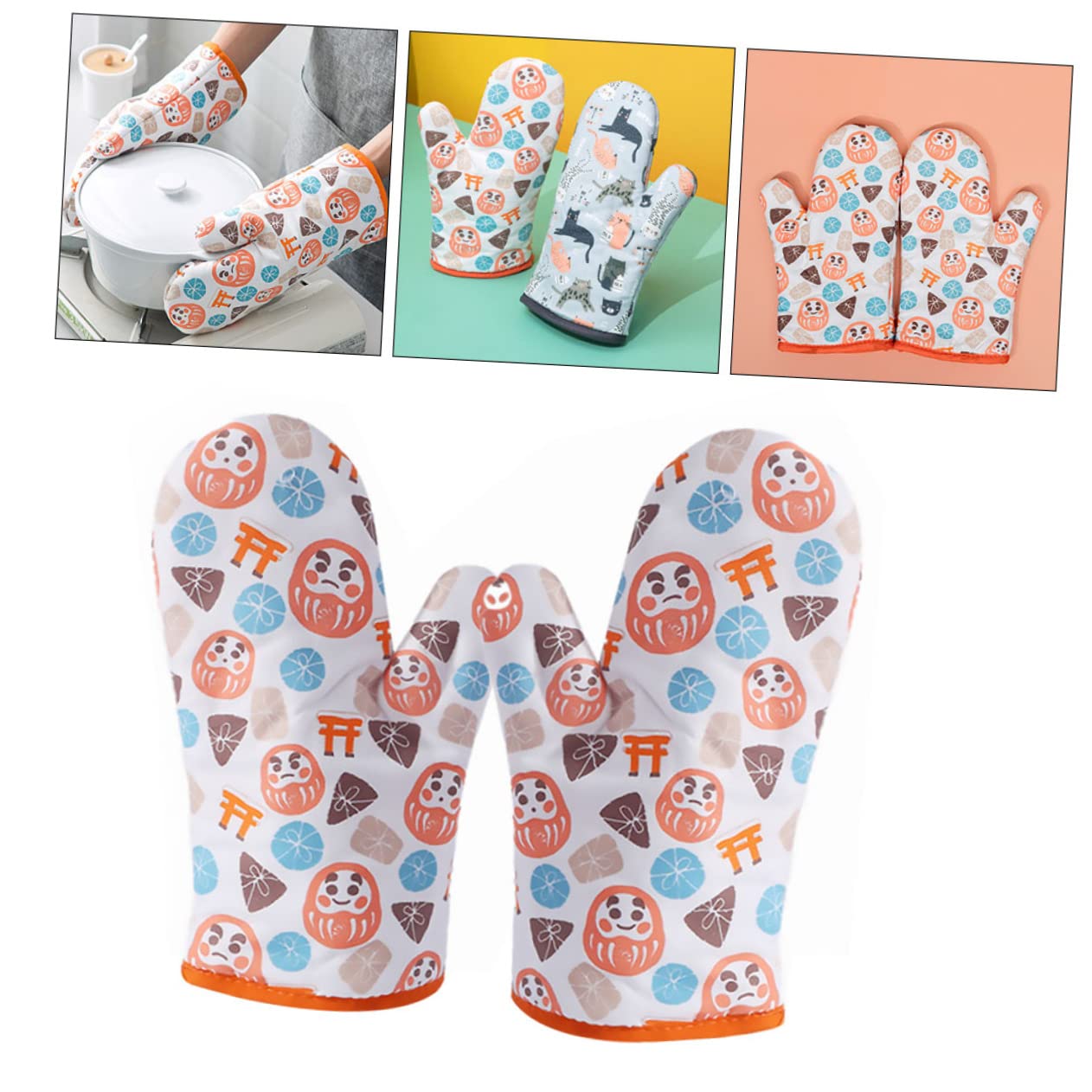 DECHOUS 2 Paia guanti isolanti thermal gloves resistenti al calore guanti da cucina Gadget stufa guanto fornitura cucina guanti da forno antiscivolo poliestere Orange