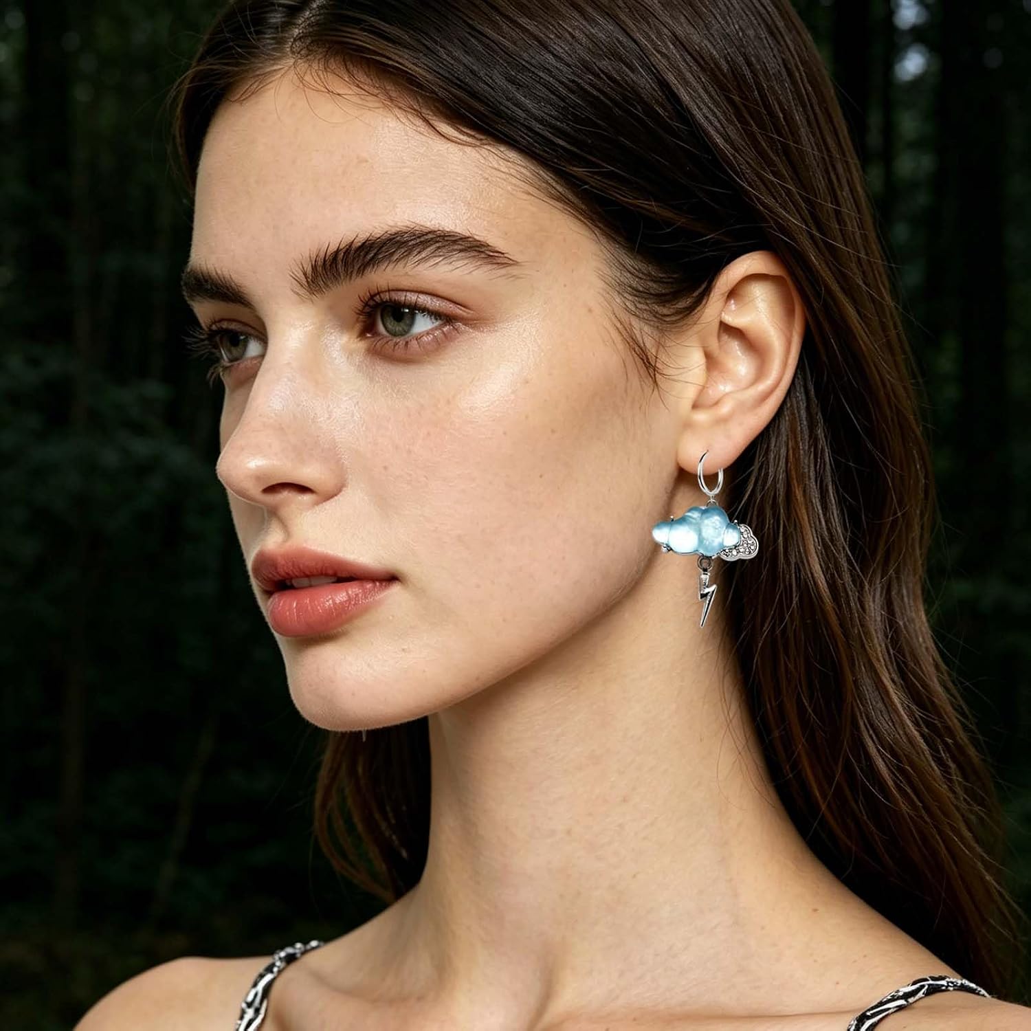 Cloud Lightning Earrings Sparkly Large 3D Weather Dangle Drop Earrings Cute Quirky Fun Colorful Silver Llightning Gift Halloween Jewelry for Women image 2