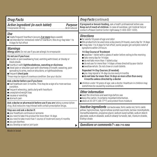 Miniatura 5 de GoodSense - Tabletas de liberación retardada de omeprazol 20 mg reductor de ácido estomacal para tratamiento frecuente de acidez estomacal 14