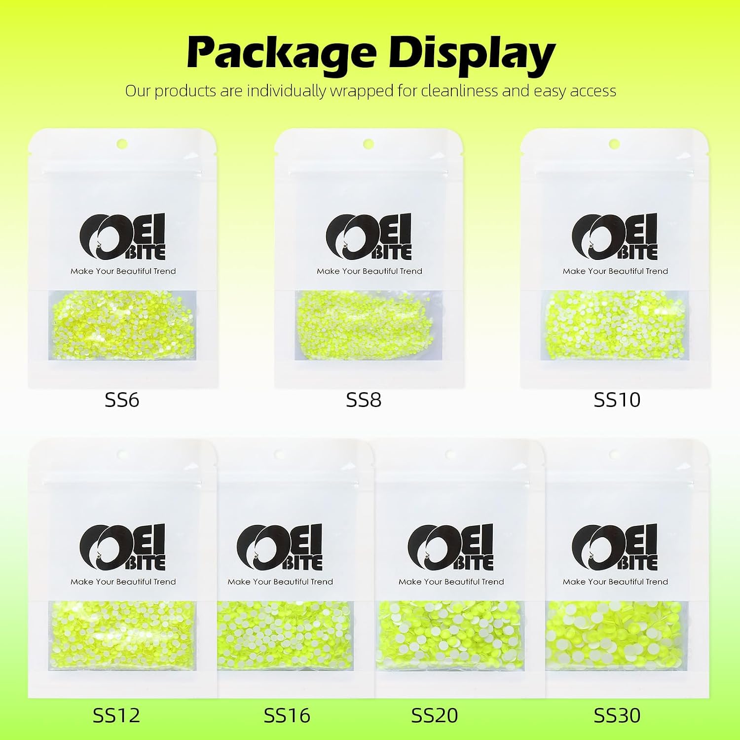 Neon Yellow Flatback Rhinestones, Glass Rhinestones for Nail Art and Craft, Glue Fix, Loose Crystal Gemstones(Neon Yellow, SS16, 1440pcs, 3.8-4.0mm) image 4
