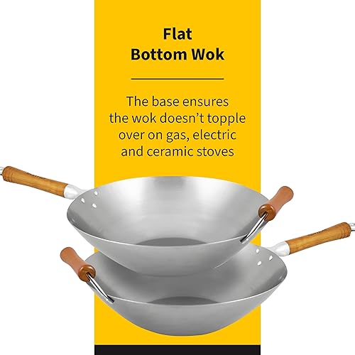Miniatura 3 de Ken Hom Excellence Wok de acero al carbono sin revestimiento  Wok de acero al carbono sin revestimiento  Wok y sartén para freír  Lavar a mano  14