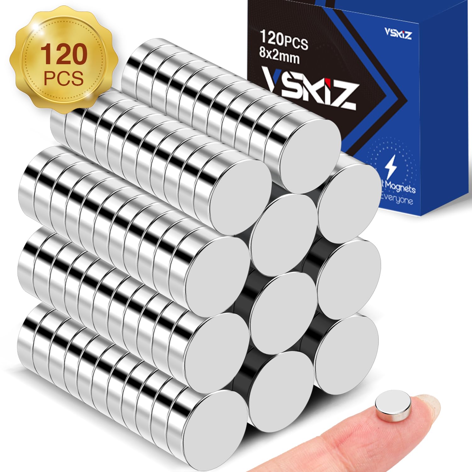 120Pcs Small Magnets Fridge, 8x2mm Tiny Rare Earth Refrigerator Magnet Tiny Magnets for Whiteboard, Strong Neodymium Magnet for Office, Whiteboard