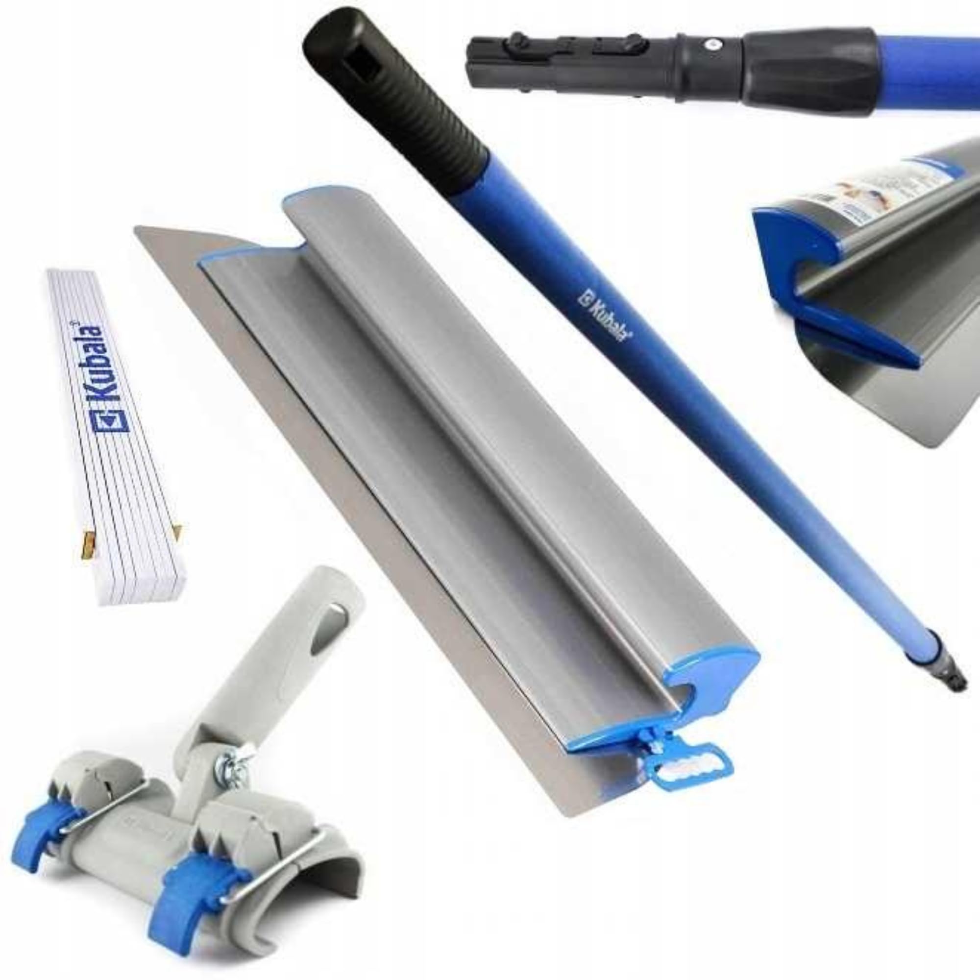 KUBALA PROFI SET - Flexible flächenspachtel edelstahl mit aluminium teleskopstange und stielaufnahme für spachtel - MADE IN EU