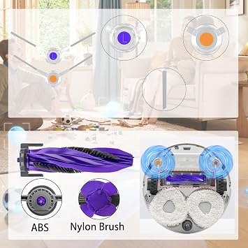 Replacement Part Accessories Fit Compatible with Narwal Freo X Ultra Freo Z Ultra Robot Vacuum,1 Main Brush,4 Mop Pads,6 Side Brushes,2 Hepa Filters,2 Dust Bags,1 Cleaning Tool (16 Pack)