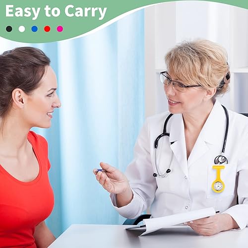 Miniatura 6 de Kenning Paquete de 15 relojes de enfermera con clip para mujeres y hombres, reloj de silicona con solapa de bolsillo, estetoscopio con segunda mano