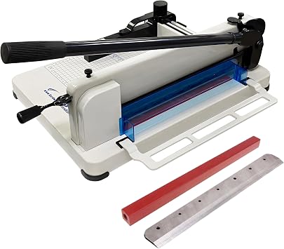 HFSR Heavy Duty Guillotine Paper Cutter Bundle - A4, 12 Blade, 400 Sheet Capacity, Solid Steel Construction with Replacement Cutting Stick