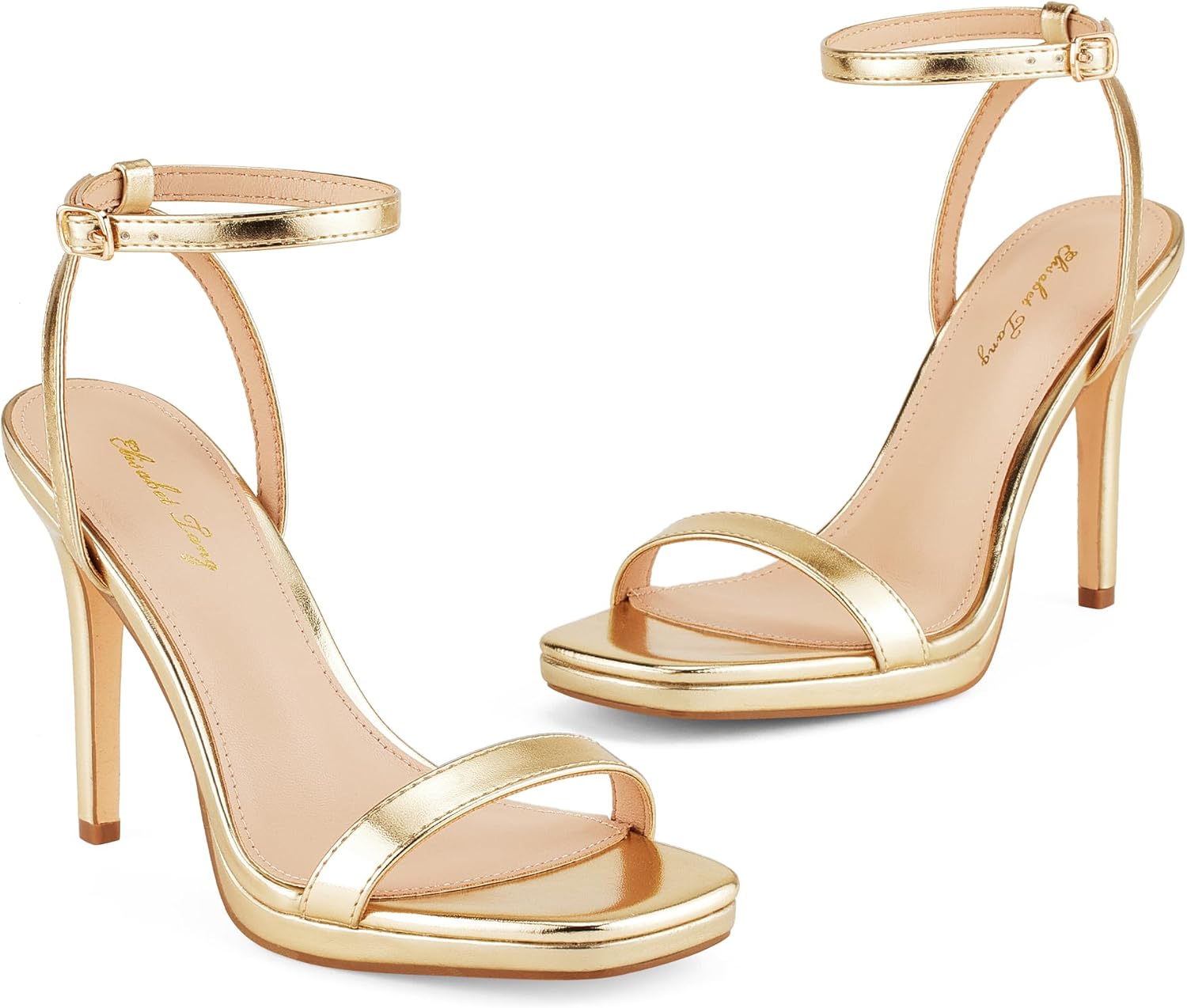 Elisabet Tang Women’s Stilettos Heeled Sandals Open Square Toe Heels,4.3 Inch Open Toe Strappy Sexy High Heels Ankle Strap Buckle Heels for Party Wedding Dress Daily Wear Shoes - Image 5